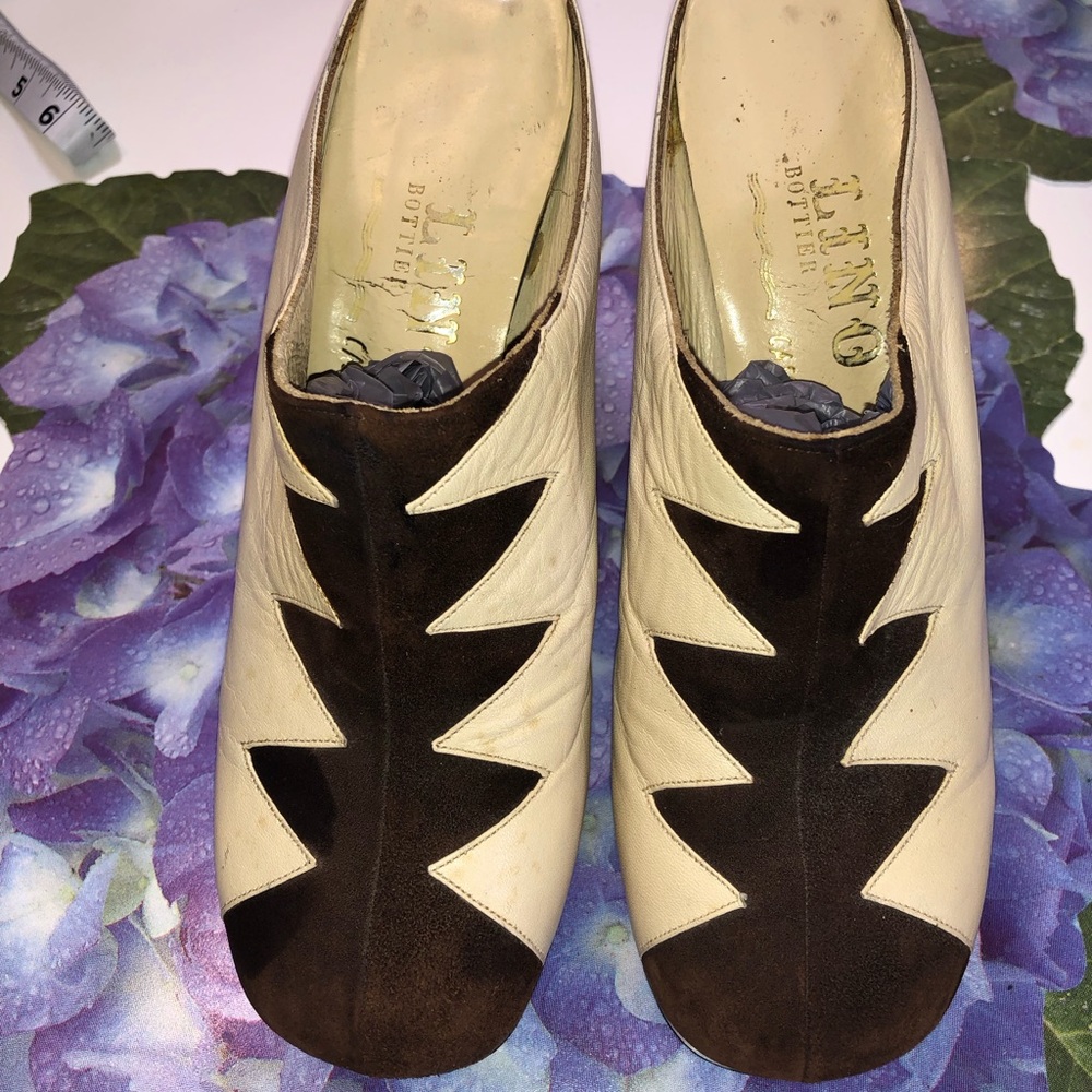 Lino Bottlier Shoes Vintage All Leather Platforms Cream And Brown European Sz27